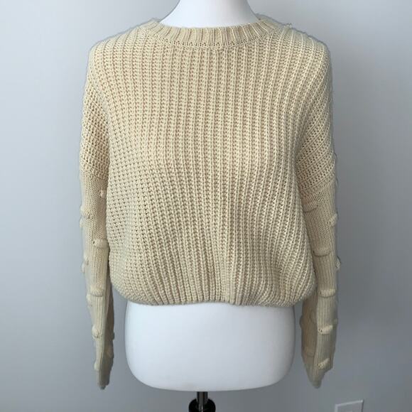 Moon & Madison Beige Cropped Knit Sweater Sz M - Picture 1 of 7